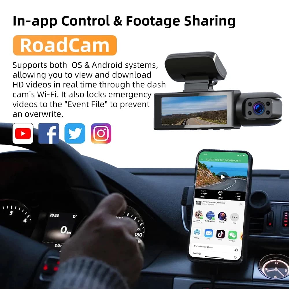 1080P X170 WIFI Double Camera Dash Cam for Car Front and Inner Camera for Cars with Night Vision IR Logging for Large-angle Auto Loop