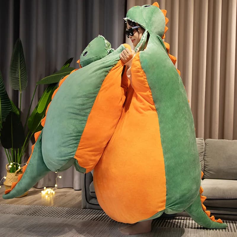 New Creative Dinosaur Peel Satin Soft Giant Dynosaur Guscio Shape, Wearable Doll for Girls, Dresses, Cushion, Great Gift