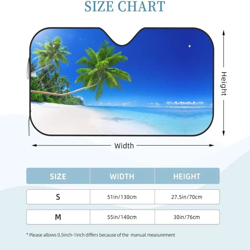 Front Window Car Sun Shade Windshield - Tropical Palm Tree Beach Foldable Cute Funny Sunshade For Car Truck SUV - Blocks Uv Rays