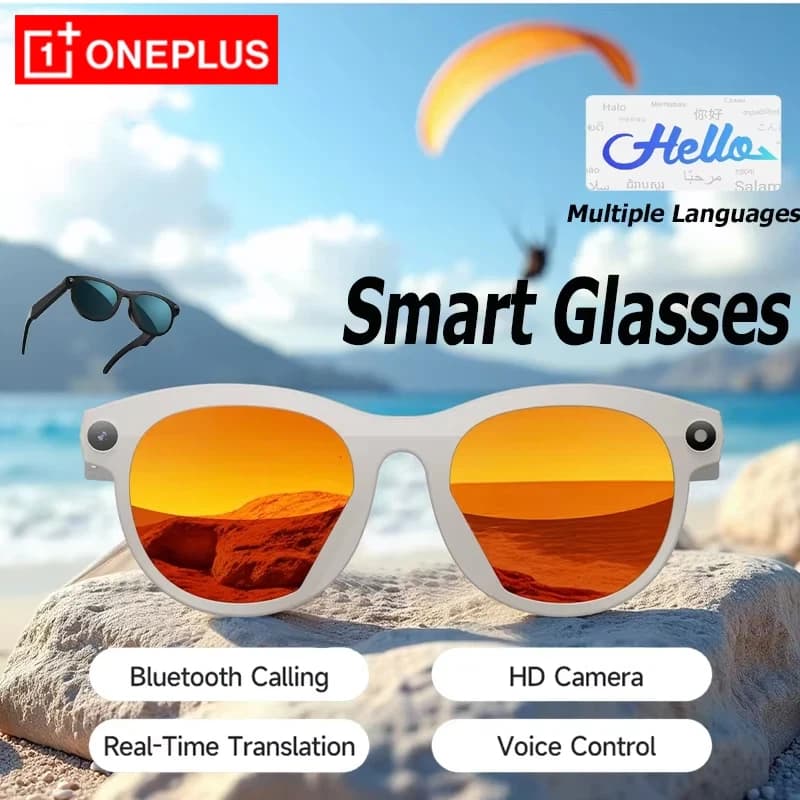 Lenovo 8K AI Multifunction Intelligent Glasses with Bluetooth Calls, Voice Assistant, Music Reader, Translation and Camera - Idea Gift