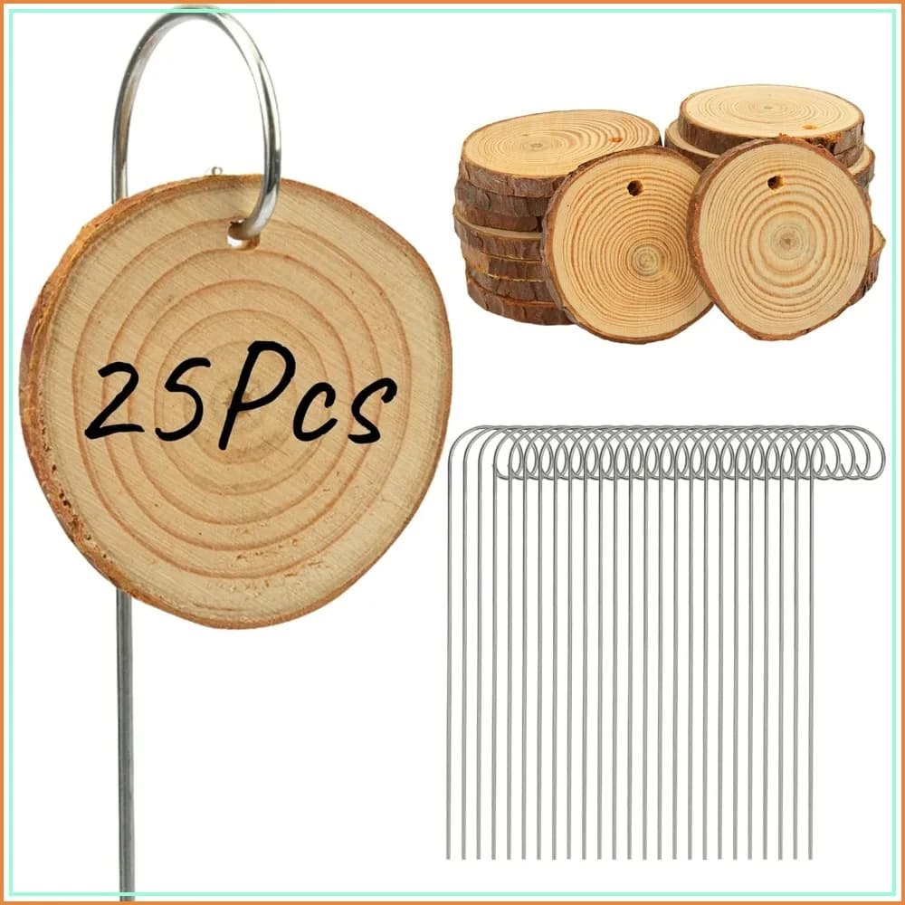 25 Pcs Wooden Plant Labels with Marker Pen, Garden Markers for Flowers, Herbs, Potted Plants, Seeds