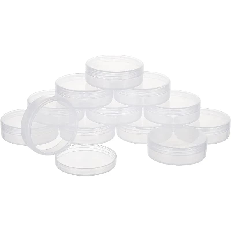 20Pack PP Round Bead Storage Containers Cylinder Bead Containers Clear Storage Organizer Box 2x0.7 inch with Screw Lids for Eye