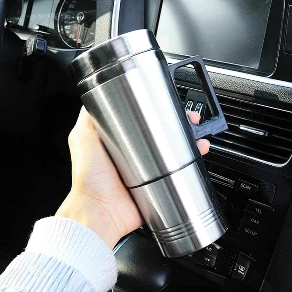 Electric Heating Car Kettle 12V/24V Camping Travel Kettle Stainless Steel Water Coffee Milk Thermal Mug Car Electric Heating Cup