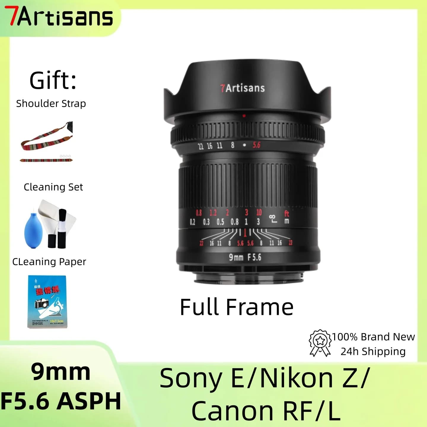 Ultra-Ampio 7artisans 9mm F5.6 Full Frame for Sony E/Canon RF/Nikon Z/Leica L/A7M2 R10 Zfc A7R