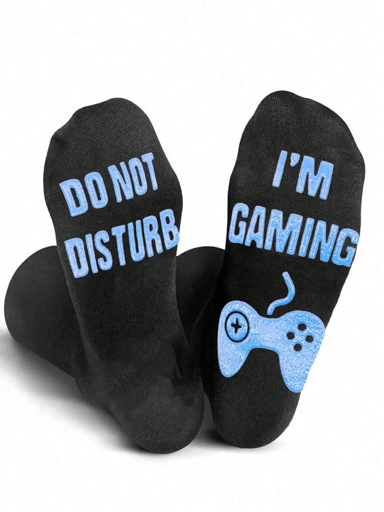 1 paio di calzini da uomo, calzini antiscivolo, calzini a tubo medio, con le scritte "I'm Gaming, Don't Disturb"