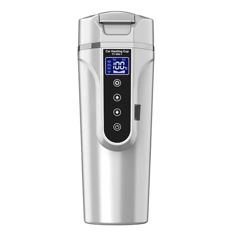 L65A-Smart Electric Heating Cup 450ML LCD Touch Display 12V/24V For Cars Portable Electric Kettle Smart Car Bottle B