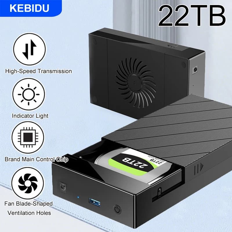 Custodia per disco rigido esterno SSD da 2,5 3,5 pollici Custodia per disco rigido esterno SATA SSD HDD UASP USB 3.0 a SATA III Custodia per disco rigido SSD da 22 TB per PC
