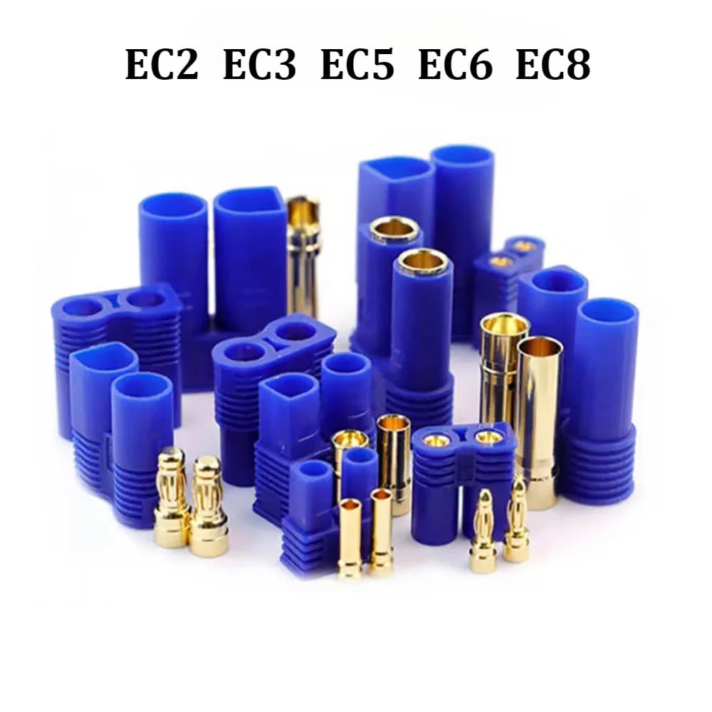5 paia EC2/3 EC5 EC8 kit connettori maschio e femmina Proiettile placcato oro Spina a banana Be utilizzato per le parti del connettore dell'aeroplano modello RC