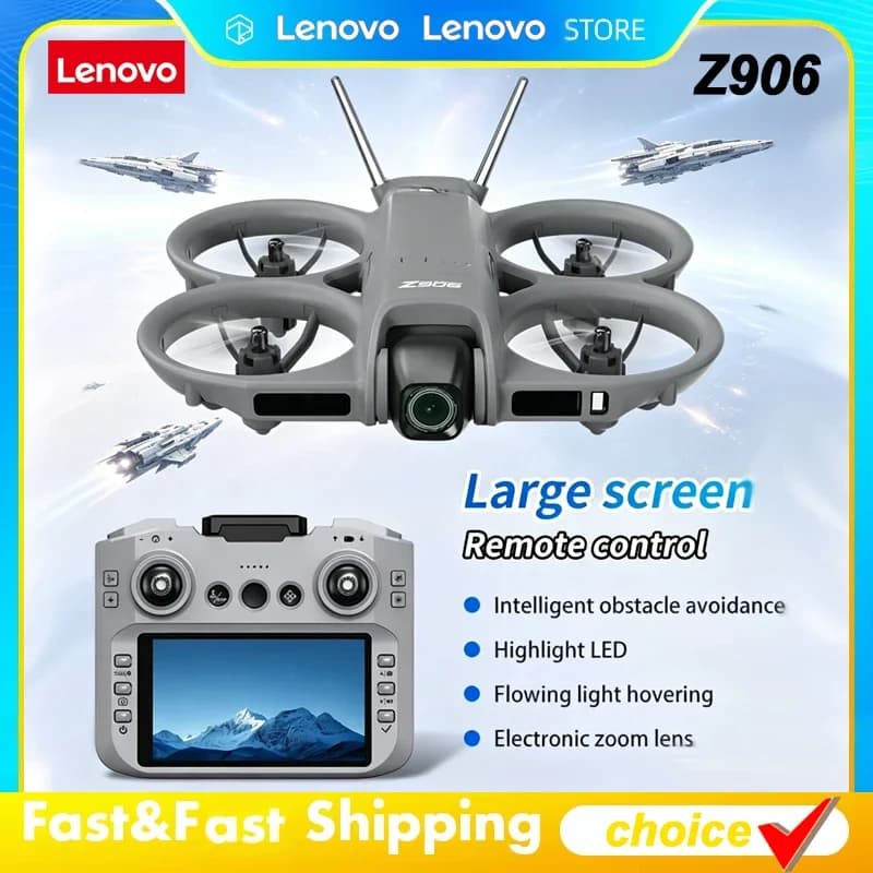 Drone Lenovo Z906 8K 4K GPS FPV, Quadricottero Mini Pieghevole con Evitamento Ostacoli Laser Brushless e Flusso Ottico per Fotografia Aerea RC