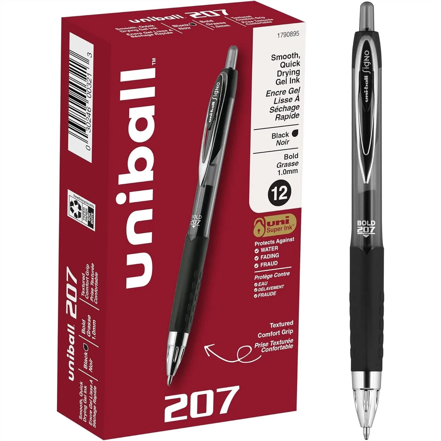 Penne Gel Retrattili Punta Larga 1.0mm Nere Confezione da 12 con Inchiostro Pigmentato Liscio per Scrivere e Disegnare