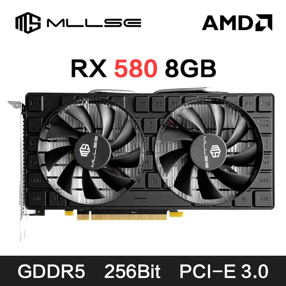 Scheda Grafica da Gaming MLLSE AMD RX 580 8GB 2048SP GDDR5 256Bit PCI-E 3.0 ×16 6Pin GPU Radeon RX 580