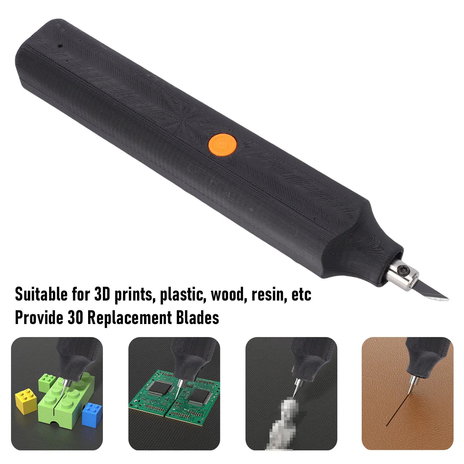 Taglierina a Ultrasuoni 40kHz con 30 Lame di Ricambio, Kit di Taglio Elettrico Portatile per Modelli Stampati in 3D, Plastica, Legno, Resina