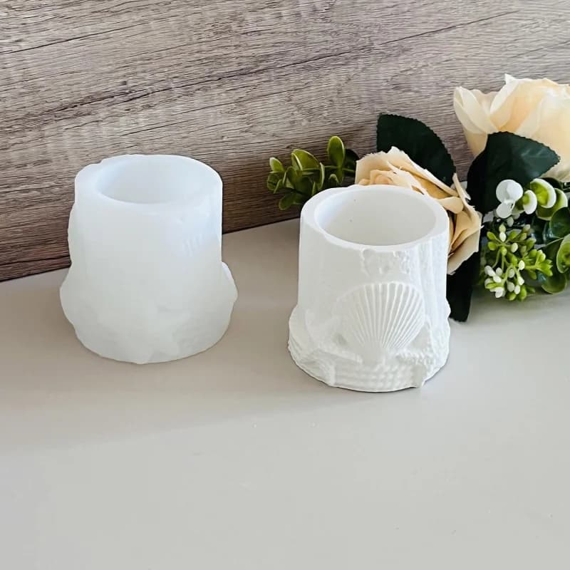 Organismo marino Barattolo di candela Stampo in resina epossidica di cristallo Fai da te Conchiglia Stella marina Portapenne Stampi in silicone per gesso per la conservazione di gioielli