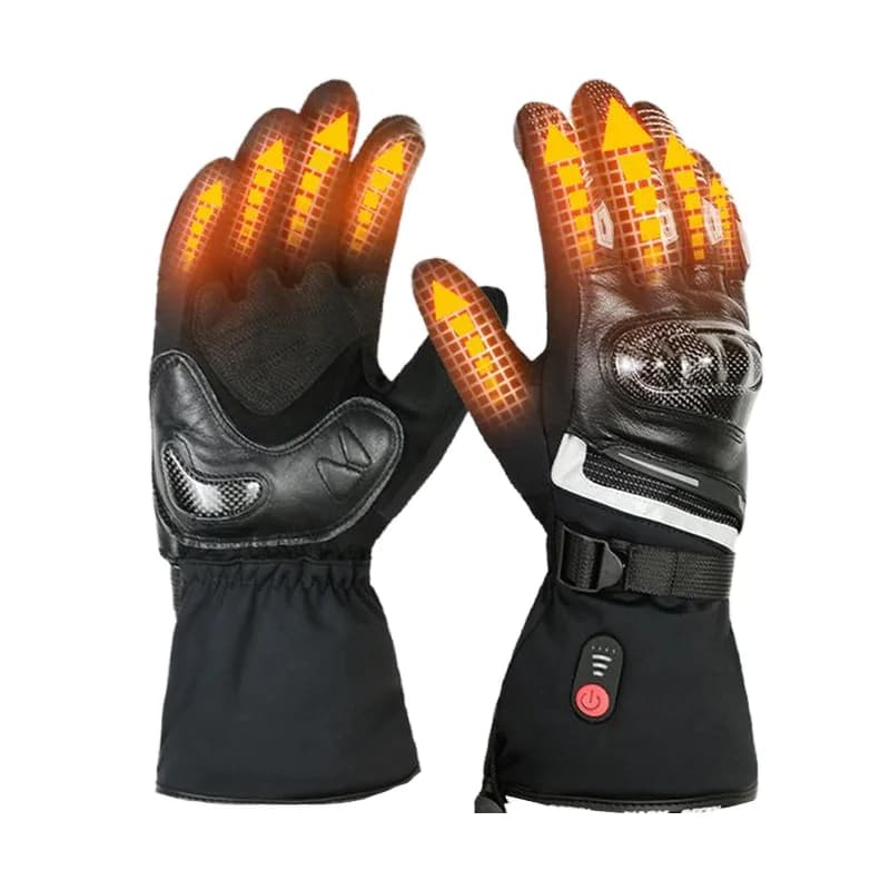 7.4V Heated Motorcycle Gloves, Hard Knuckle Armor Rechargeable Waterproof Touchscreen Winter Racing Riding Skiing Gloves