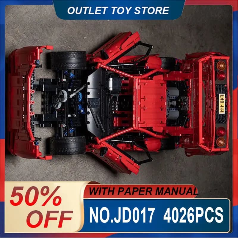 JD017 Technical Super Sprots Car F40 Compatible MOC-140629 Model Building Blocks Bricks DIY Puzzle Toys Birthday Christmas Gifts