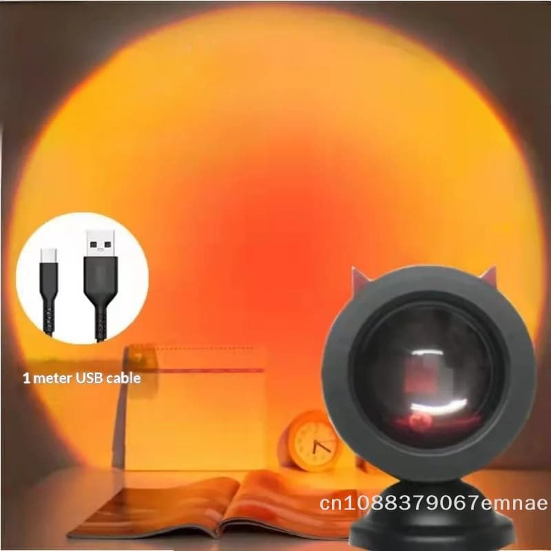 Lampada LED ZYASUSB con Proiezione Tramonto, Luce Notturna a 6 Colori, Atmosfera Arcobaleno, Decorazione per Camera da Letto e Parete, Regalo