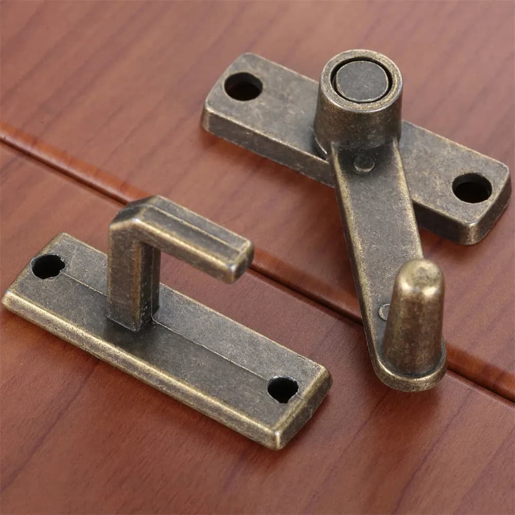 1set Bronze Sliding Window Door Locks Handle Metal Door Latch Bolt Home Hardware With Screws For Family Bedrooms Doors Tool Part
