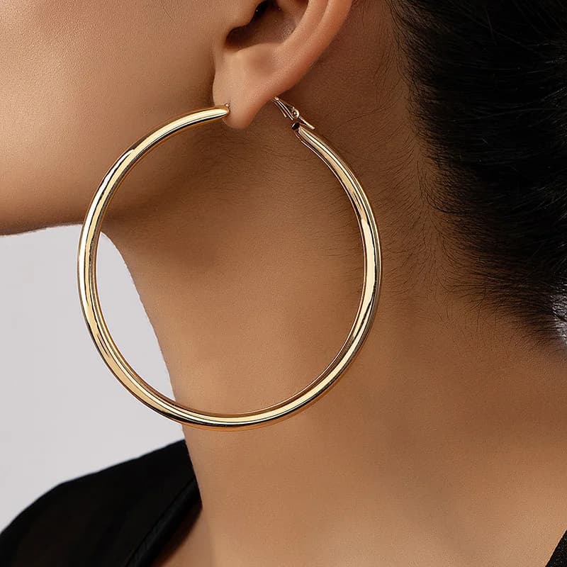 BLIJERY Orecchini a Cerchio Grandi alla Moda per Donne, Orecchini a Cerchio Rotondi in Metallo Stile Basket, Gioielli Punk