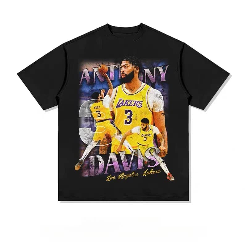 Anthony Davis Brow Legend T-shirt with Oversize Graphics, Crewneck, Elasticized Fabric, Rapid Drying, Basket Streetwear Y2K Style