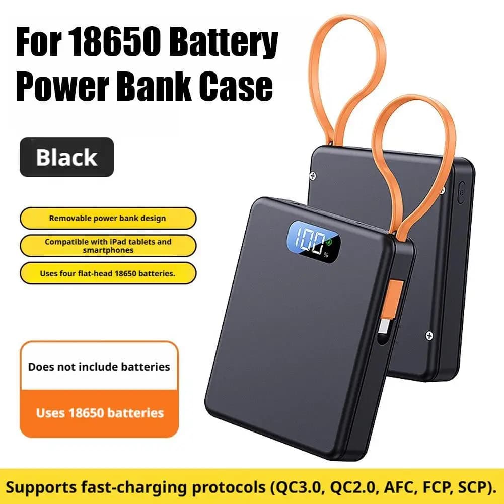 Custodia Power Bank PD 22.5W a Ricarica Rapida per 4x18650, Scatola Batteria Fai-da-te Senza Saldatura USB Type-C PD3.0 QC4.0 (Senza Batteria)