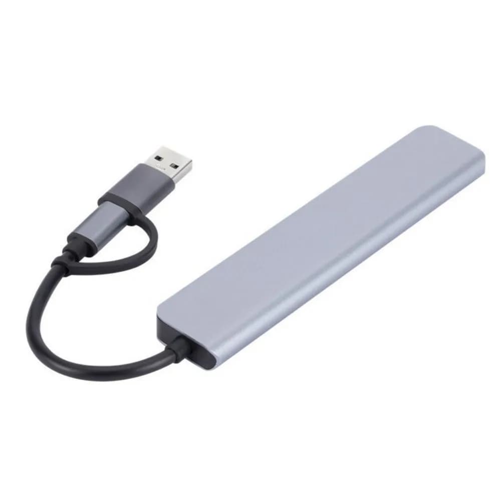 Hub di espansione Type-C 7-in-1, splitter multi-interfaccia, docking station Type-C in lega di alluminio grigia