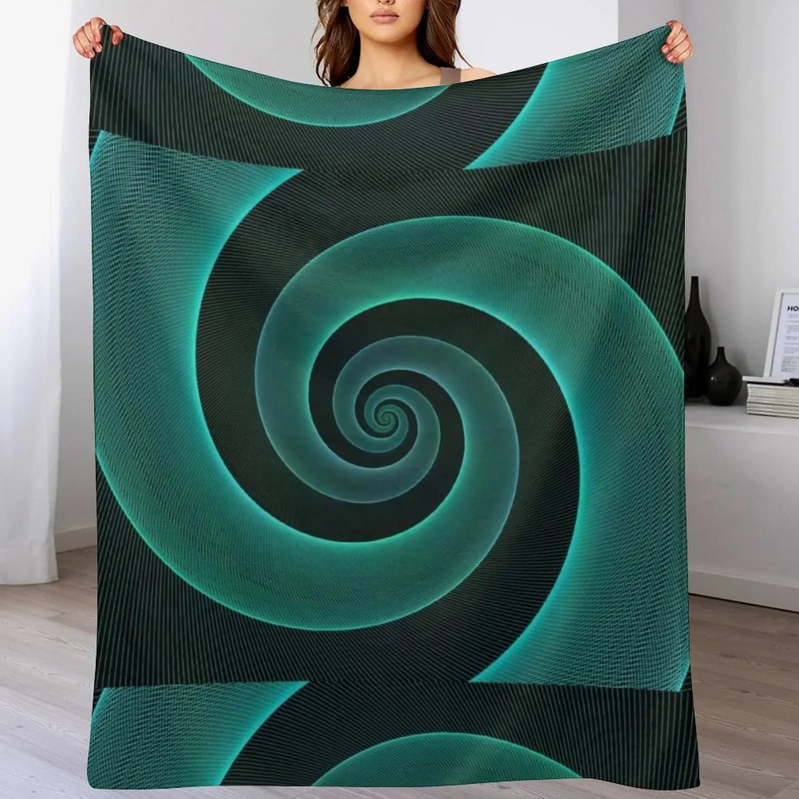Coperta morbida e leggera per tutte le stagioni, turchese Spiral Vortex hipsterswirls, per la casa