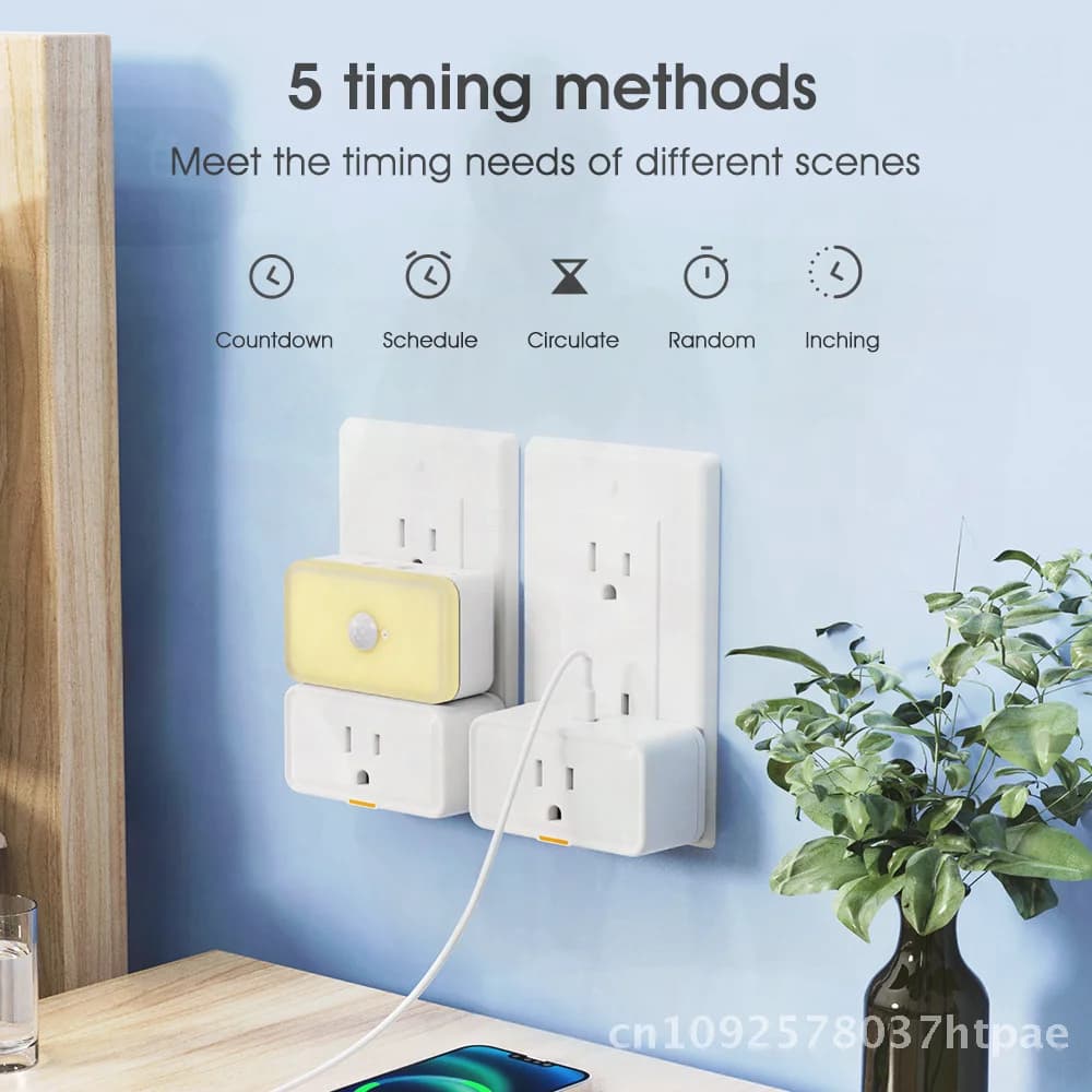 WiFi Smart Home Type-C socket Plug with remote control US Gauge with voice timing switch APP Graffiti compatible with Alexa Google