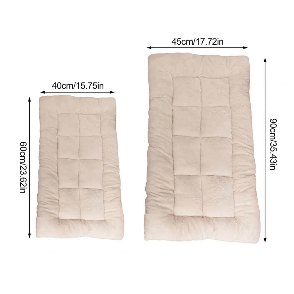 60/90cm Quilted Pet Sleeping Pad Dog And Cat Bed Mat Soft Plush Cushion With Thick Padding Cozy Pet Mattress For Crate Floor Use