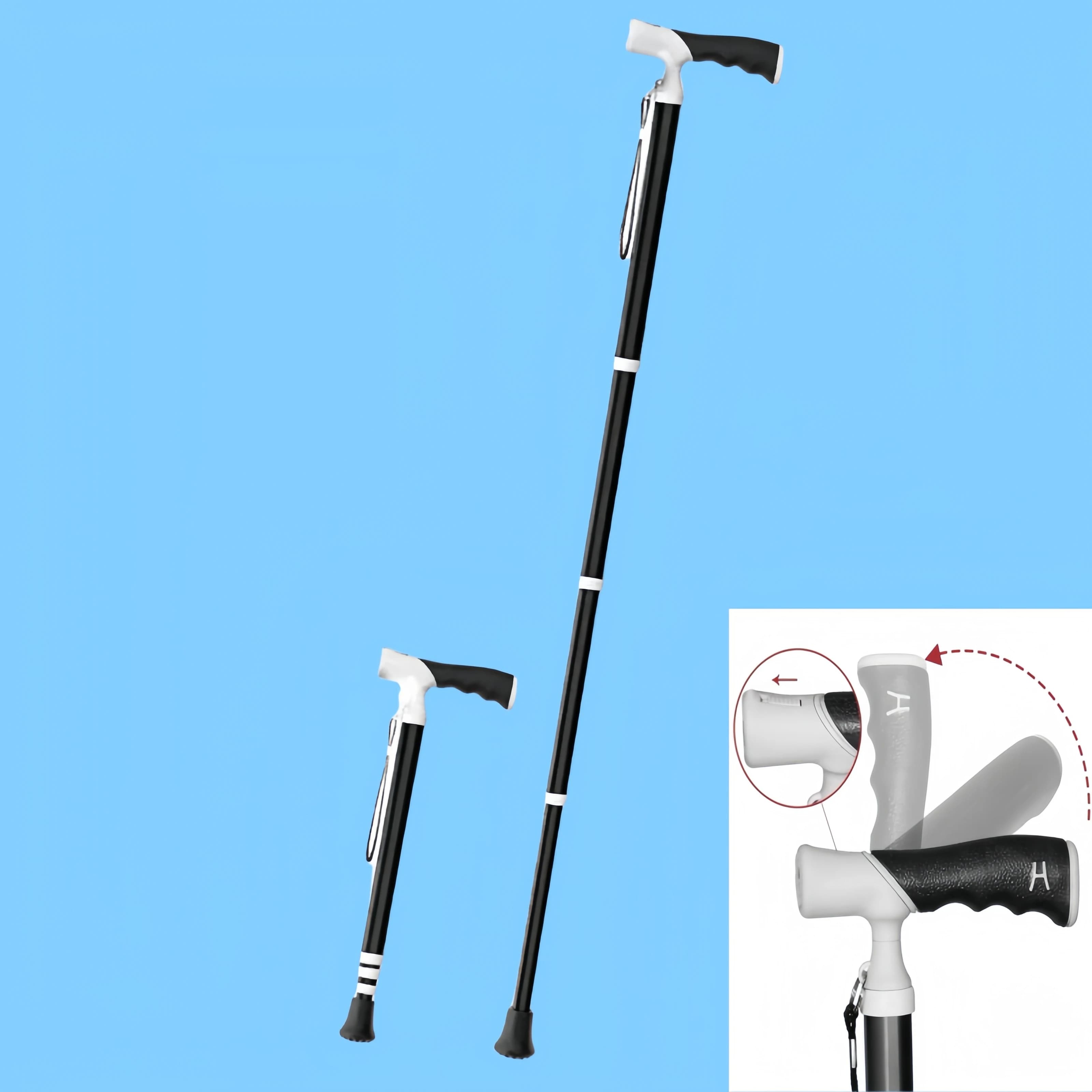 Walking Stick with Adjustable Handle Double-Use Trekking Sticks Titanium Aluminum Extensible Stick Telescopic Lightweight Hand Printer