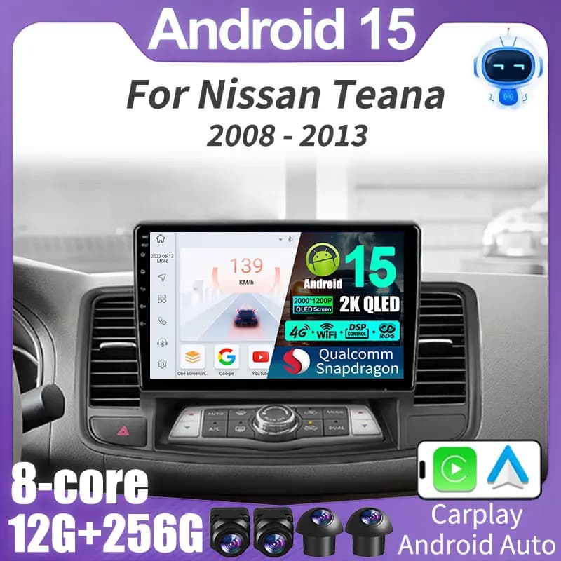 2K Incell Schermo Android 15 Per Nissan Teana J32 Maxima 2008 - 2013 Multimedia di Navigazione GPS Radio Lettore Auto Stereo 5G DVD DSP