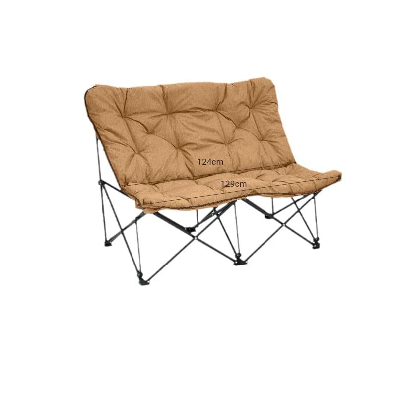 Sedia da Campeggio Pieghevole Doppia Oversize, Divanetto Portatile da Esterno con Cuscino Morbido, Divano Pieghevole per Patio, Balcone, Picnic e Campeggio