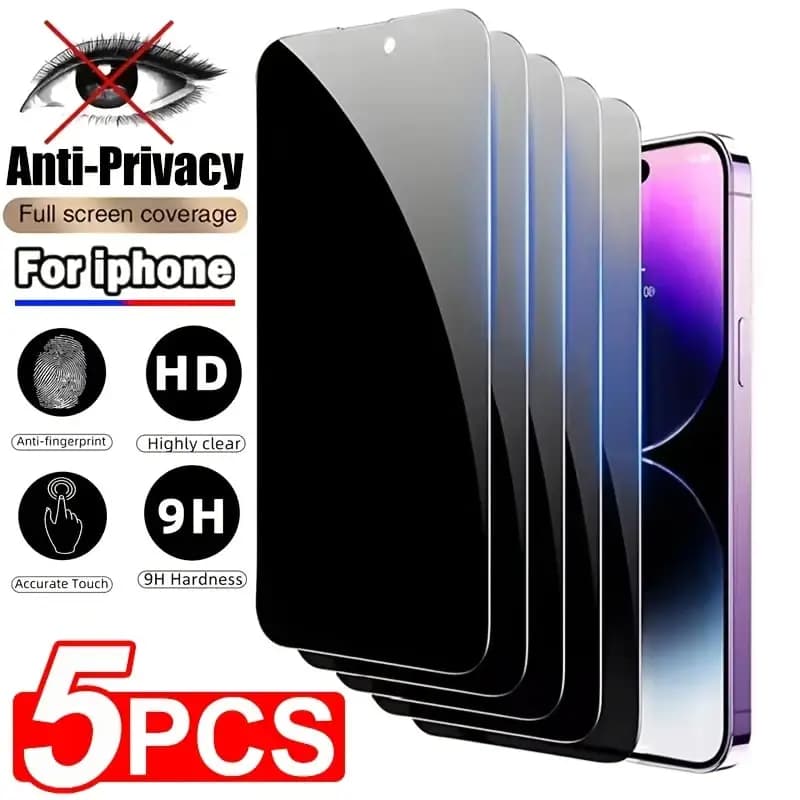 5 pezzi protezione schermo privacy copertura completa per iPhone 17 16 11 12 13 14 15 Pro Max protezione schermo anti-spia per IPhone X XS XR