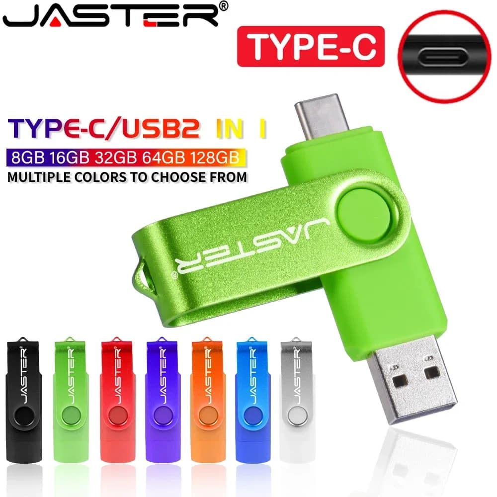 Chiavetta USB 2.0 di tipo C 128 GB in metallo 2 in 1 Pen drive 64 GB Chiavetta di memoria multifunzione con catena Disco U da 32 GB per smartphone