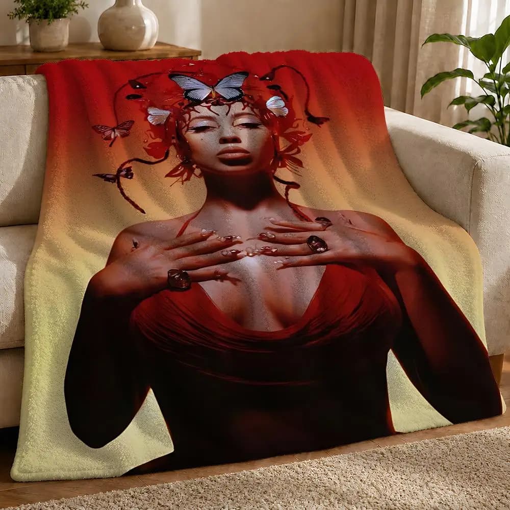 Album Cover K-Kali U-Uchis Throw 1pc Flannel Blanket Soft Lightweight Warm Cozy For Bedroom Sofa Bed