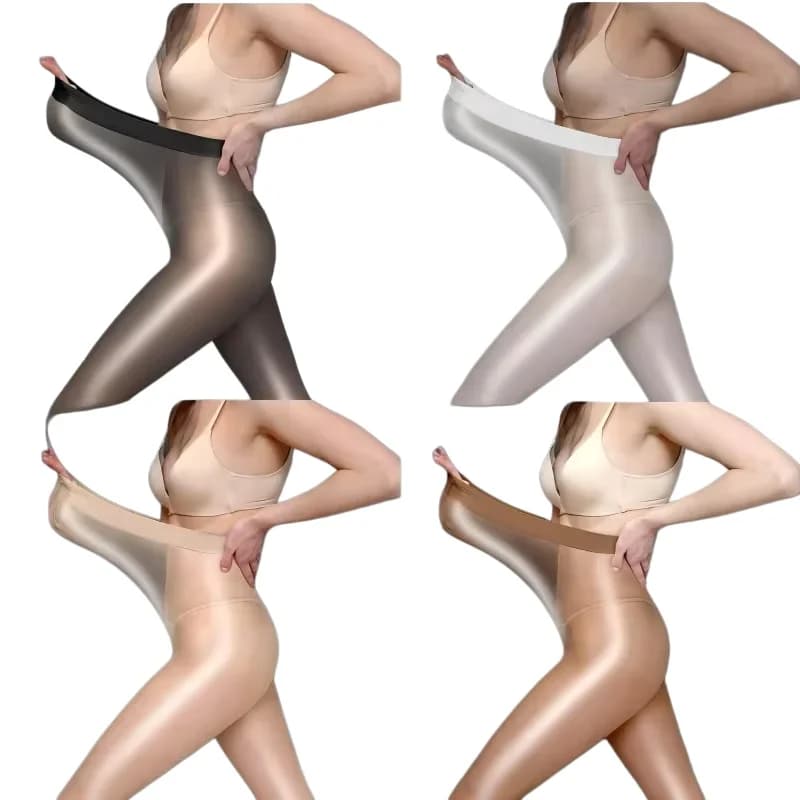 NEWJOINFUN 70D Olio Lucido Sheer Calze sexy Collant Donna Lucido Elastico A Vita Alta Collant Plus Size per Donna Oversize XXL