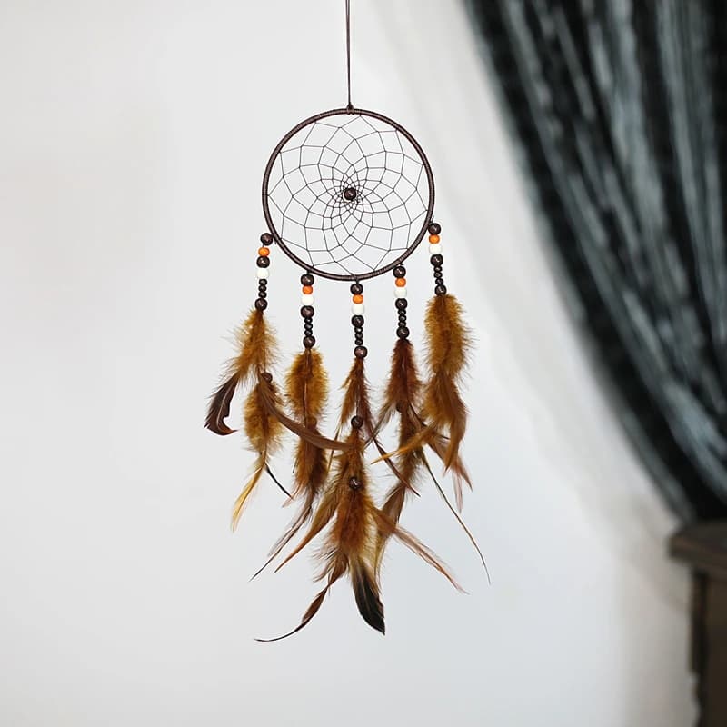 Bohemian Brown Feathers Dream Catchers Large Wall Hangings Window Pendants Wind Chimes Bedroom Decorations For Girls Gifts