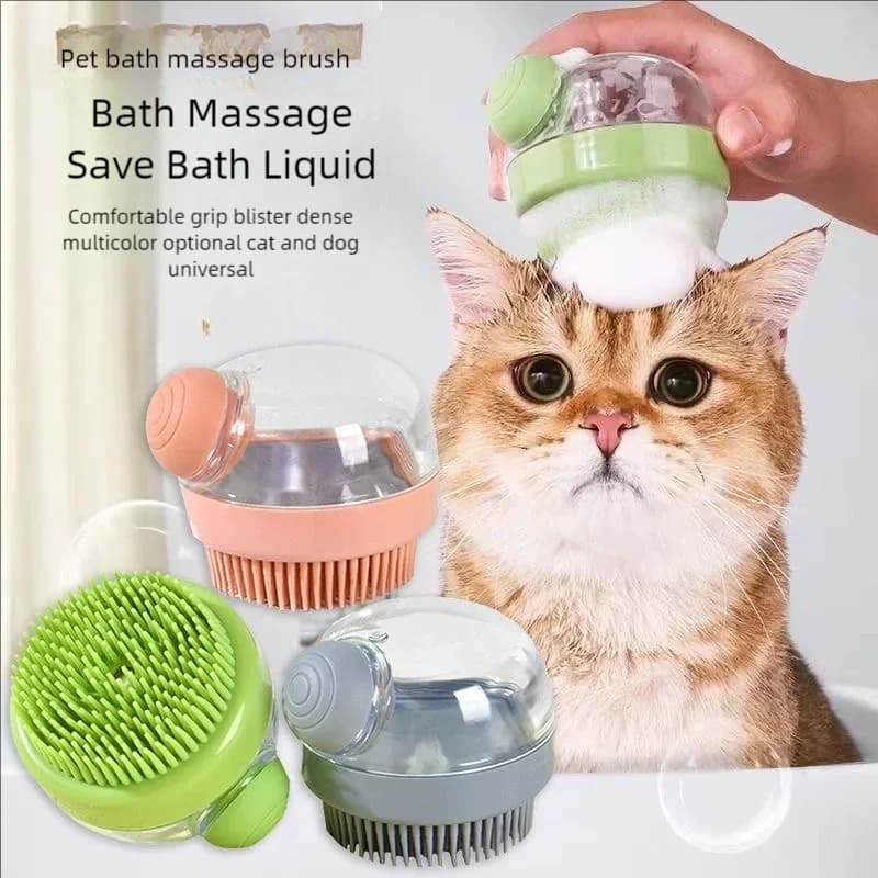 Soft Silicone Pet Bath Brush Built‑In Shampoo Dispenser Gentle Massage Comb For Dogs Cats Grooming Cleaning Fur Hair Shower Tool