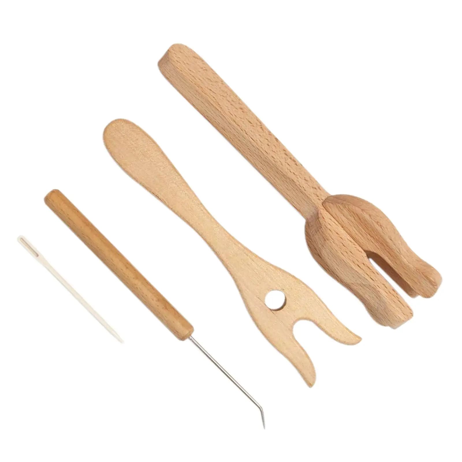 Knitting Fork Braiding Tool Wooden DIY Tools Kit Looming Knitter Weaving Shuttle for Sewing Tool Necklace Braider Bracelet Hobby