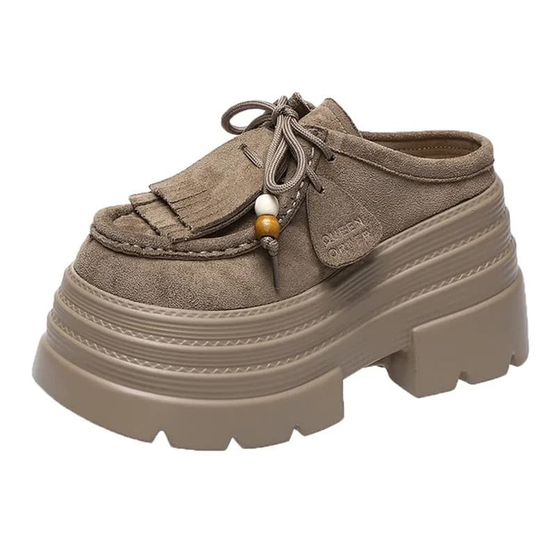 Nuove pantofole autunnali Sneakers in pelle da donna Piattaforma alta Scarpe casual stringate Suola spessa Tacchi Scarpe da passeggio Zapatos Mujer