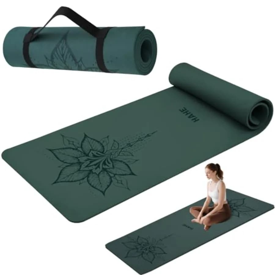 Tappetino Yoga Spesso 8MM/1/3" Ecologico in POE Antiscivolo, Alta Resilienza e Assorbimento degli Urti, Anti-Strappo e Resistente al Sudore per Yoga