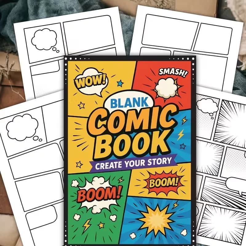 30-Sheet Thick Paper Comic Book Creation Sketchbook | 14.99cm×19.81cm Blank Graphic Novel Book Ideal for Teens and Adults