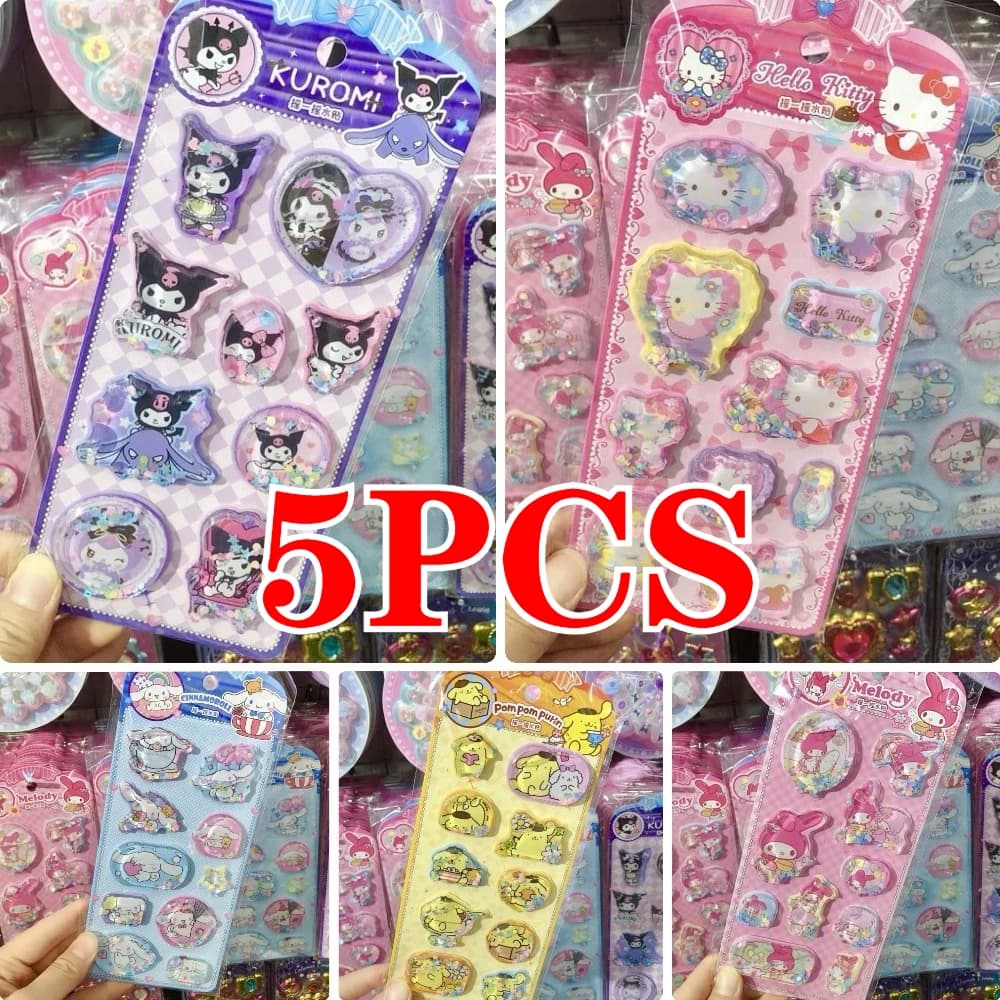 Adesivi 3D Kawaii Sanrio per Decorazione Quaderni, Album e Diari, Accessori Scolastici per Studenti e Giocattoli per Bambini