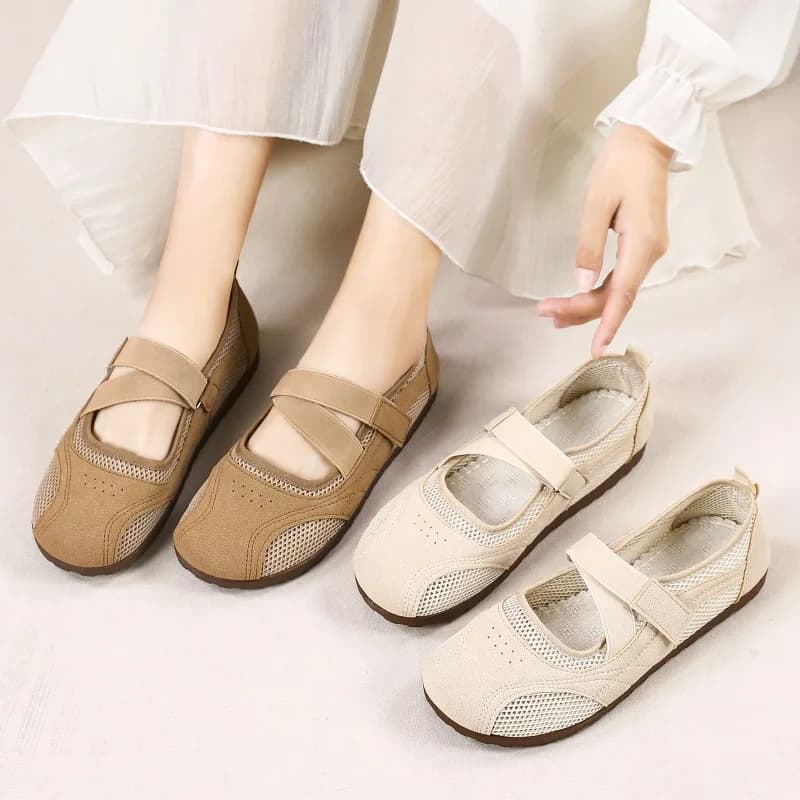 Women's New Summer Ballet Flats - Velcro Closure, Lightweight, Soft Sole, Comfortable Casual Sneakers