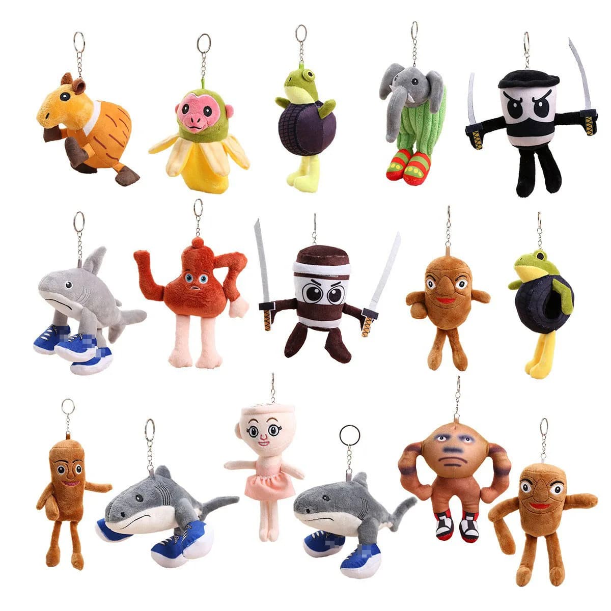 Portachiavi Peluche Tralalero Tralala, Tung Tung Sahur, Pupazzi Kawaii Anime, Brainrot Italiano, Bambole Carine, Statuetta di Squalo