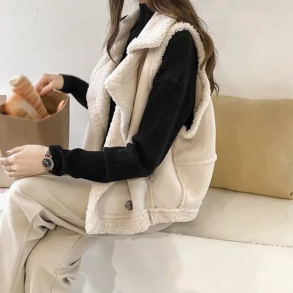 Faux Fur Vest Women Winter Spring Summer Cozy Sleeveless Vest Jacket Outerwear