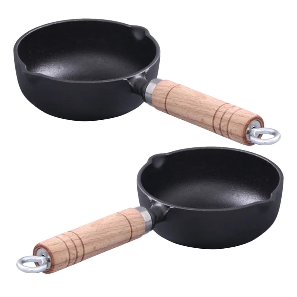 Set di 2 Mini Padelle in Ghisa da 13 Cm, Piccole Padelle per Uova, Ravioli, Sciogliere Burro, Formaggio, Cioccolato, Olio e Servire