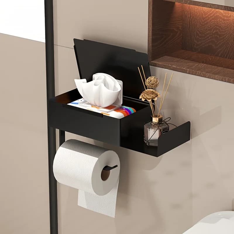 Porta fazzoletti da bagno a parete, senza trapano, portaoggetti per carta igienica, organizer multifunzionale per la casa
