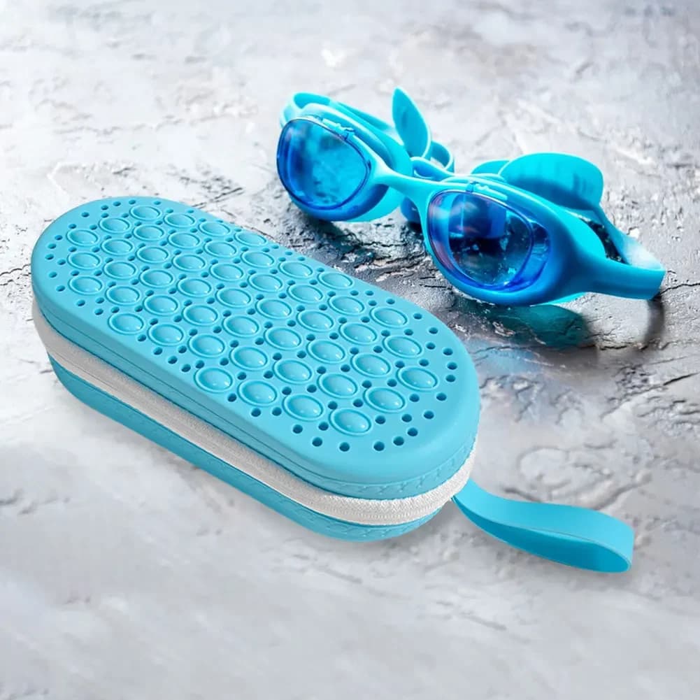 Custodia per occhiali da nuoto con foro di scarico Custodie protettive in silicone Scatola portaoggetti per occhiali da nuoto