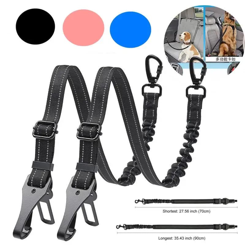 Pet Multi-functional Car Safety Belt Dog Reflective Elastic Safety Rope Car Dog Leash Pull Rope Accessories
