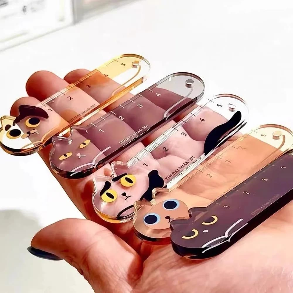 Portachiavi mini righello gatto carino stile adorabile righello multifunzionale portachiavi cartone animato ciondolo portachiavi acrilico personalizzato